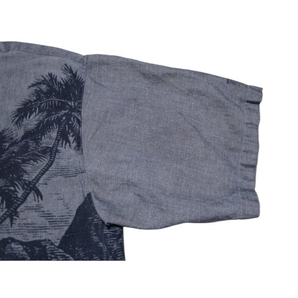 Reynolds & Perry Linen Hawaiian Shirt Gray Mens Sz XL Button Up Short Sleeve - Picture 6 of 13
